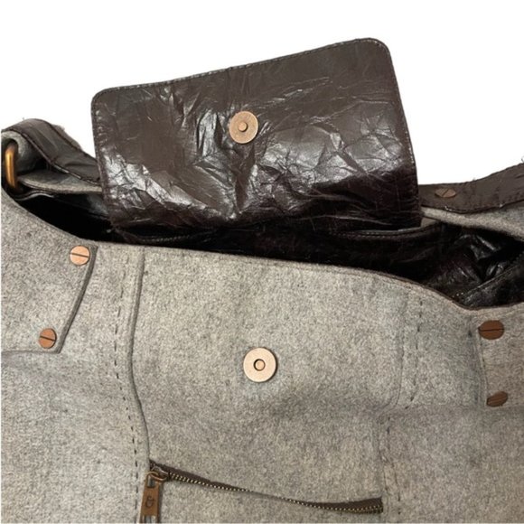 MATT &NAT grey wool blend shoulder bag satchel - Picture 8 of 10